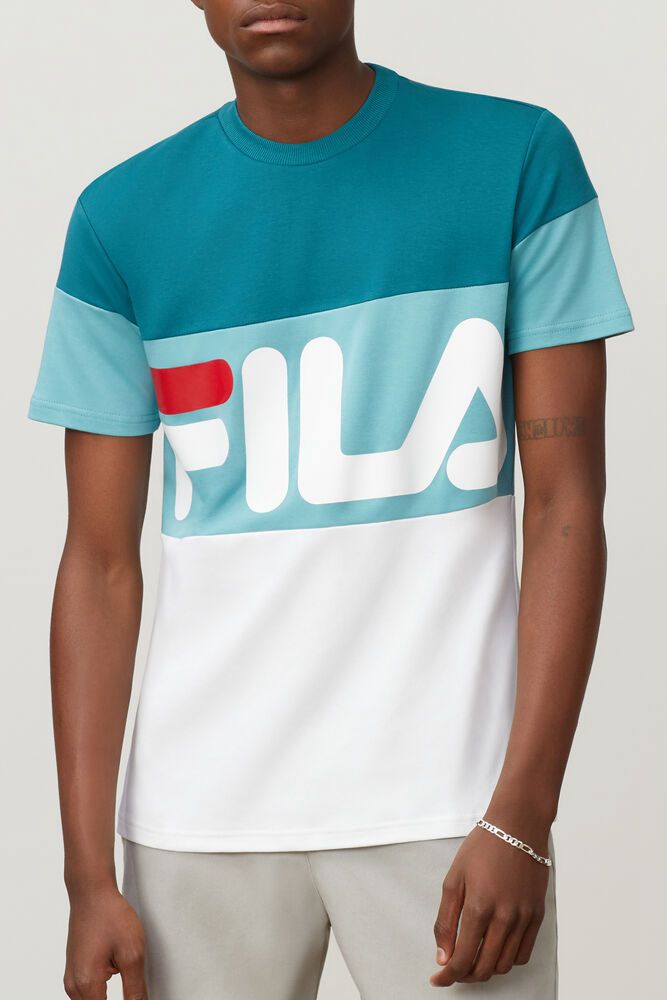 Fila T Skjorte Herre Hvite/Turkis Vialli 302594-XQK